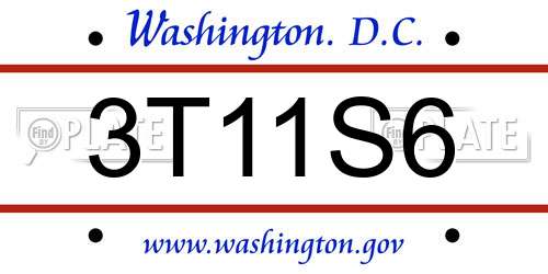 3T11S6 District Of Columbia License Plate