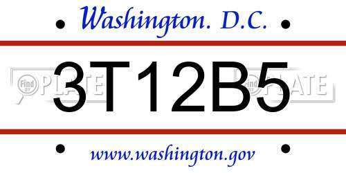 3T12B5 District Of Columbia License Plate