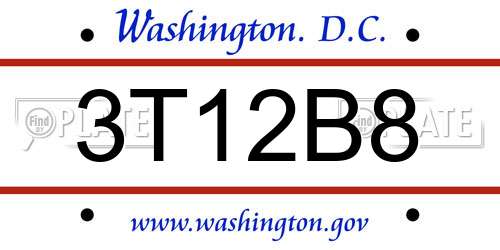 3T12B8 District Of Columbia License Plate