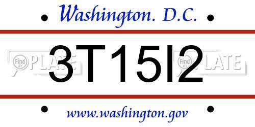 3T15I2 District Of Columbia License Plate