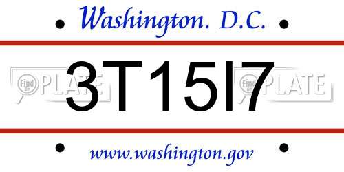 3T15I7 District Of Columbia License Plate