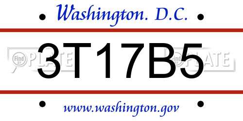 3T17B5 District Of Columbia License Plate