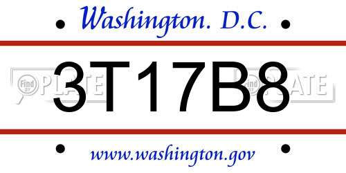 3T17B8 District Of Columbia License Plate