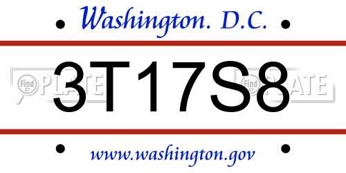 3T17S8 District Of Columbia License Plate
