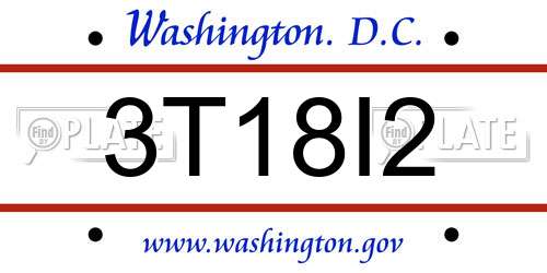 3T18I2 District Of Columbia License Plate