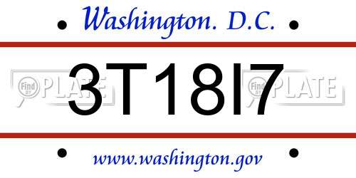 3T18I7 District Of Columbia License Plate