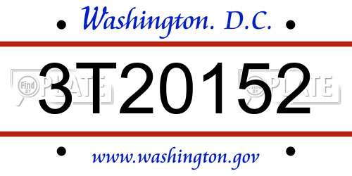 3T20152 District Of Columbia License Plate
