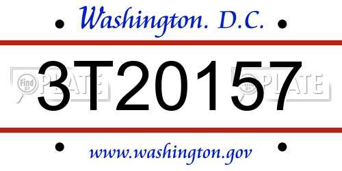 3T20157 District Of Columbia License Plate
