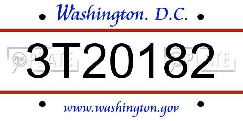 3T20182 District Of Columbia License Plate