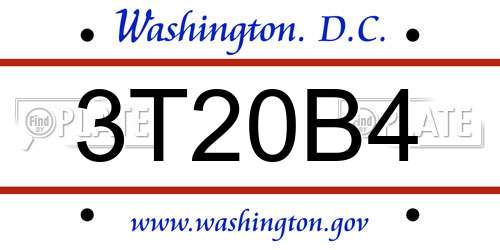 3T20B4 District Of Columbia License Plate