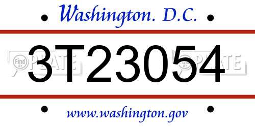 3T23054 District Of Columbia License Plate