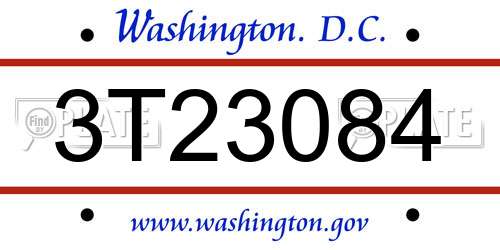 3T23084 District Of Columbia License Plate