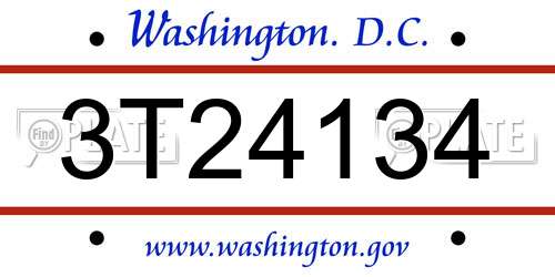 3T24134 District Of Columbia License Plate