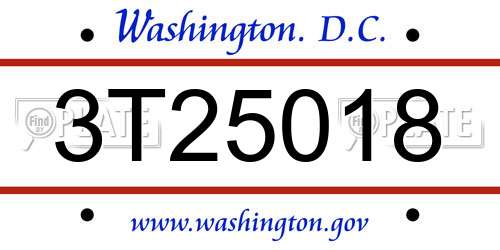 3T25018 District Of Columbia License Plate