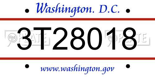 3T28018 District Of Columbia License Plate
