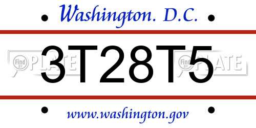 3T28T5 District Of Columbia License Plate