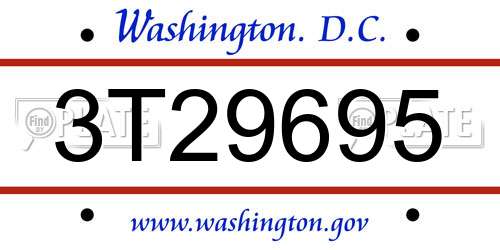 3T29695 District Of Columbia License Plate