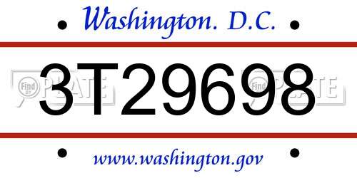 3T29698 District Of Columbia License Plate