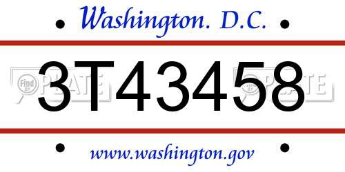 3T43458 District Of Columbia License Plate