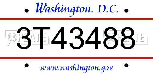 3T43488 District Of Columbia License Plate