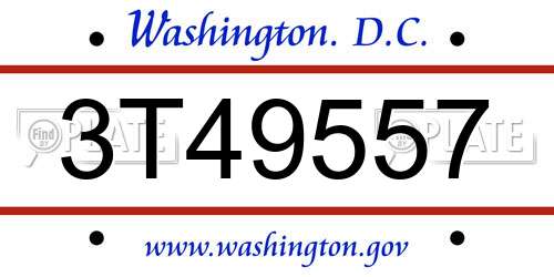 3T49557 District Of Columbia License Plate