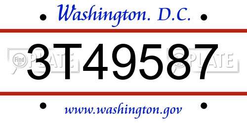 3T49587 District Of Columbia License Plate
