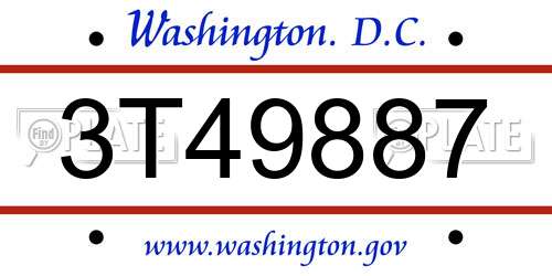 3T49887 District Of Columbia License Plate