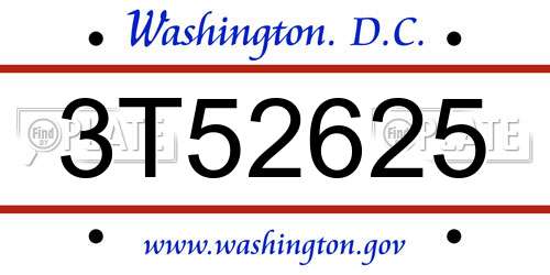 3T52625 District Of Columbia License Plate