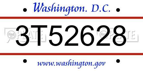 3T52628 District Of Columbia License Plate