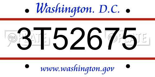 3T52675 District Of Columbia License Plate