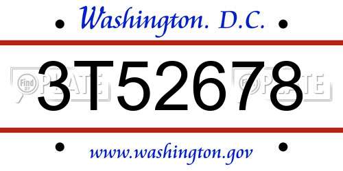 3T52678 District Of Columbia License Plate