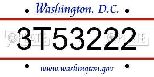 3T53222 District Of Columbia License Plate