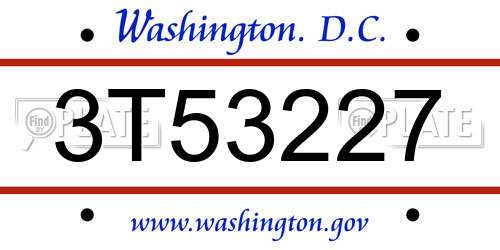 3T53227 District Of Columbia License Plate