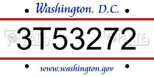 3T53272 District Of Columbia License Plate