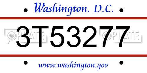 3T53277 District Of Columbia License Plate