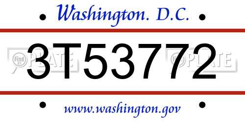 3T53772 District Of Columbia License Plate