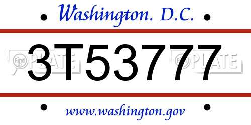 3T53777 District Of Columbia License Plate