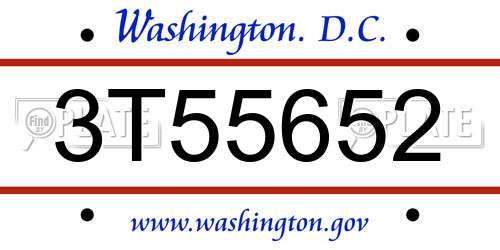 3T55652 District Of Columbia License Plate
