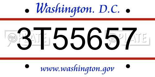 3T55657 District Of Columbia License Plate