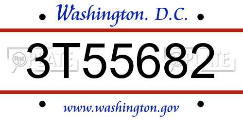 3T55682 District Of Columbia License Plate