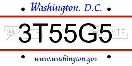 3T55G5 District Of Columbia License Plate