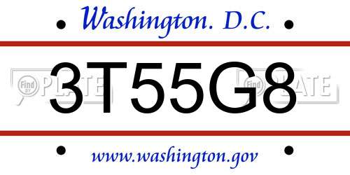3T55G8 District Of Columbia License Plate