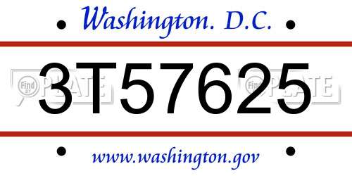 3T57625 District Of Columbia License Plate