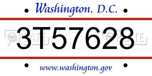 3T57628 District Of Columbia License Plate