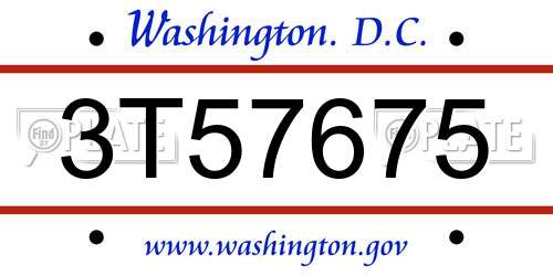 3T57675 District Of Columbia License Plate