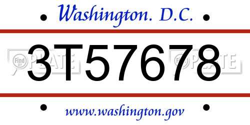 3T57678 District Of Columbia License Plate