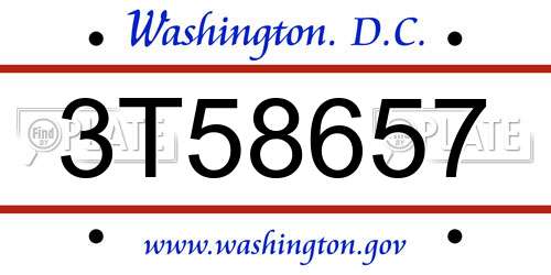 3T58657 District Of Columbia License Plate