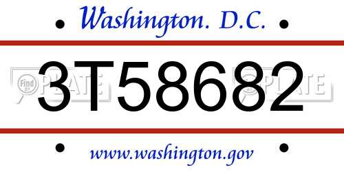 3T58682 District Of Columbia License Plate