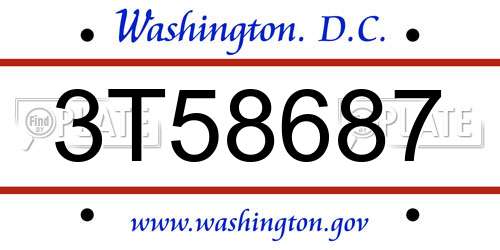 3T58687 District Of Columbia License Plate