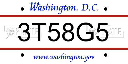 3T58G5 District Of Columbia License Plate
